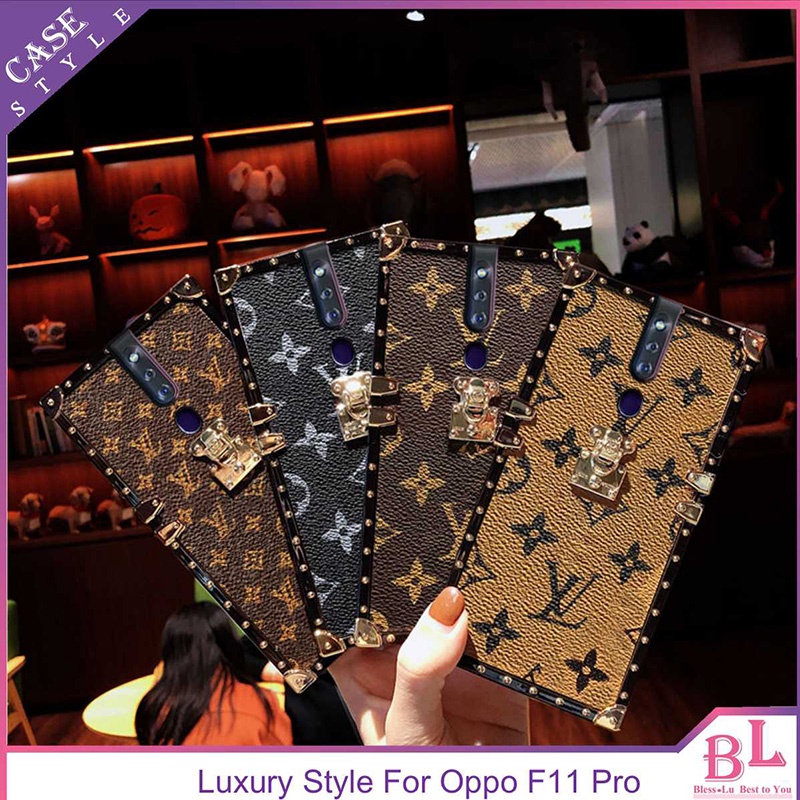 Ốp OPPO F11 Pro LV Square Chrome Rivet Leather embroidery Phone Case Retro Fashion Phone Case