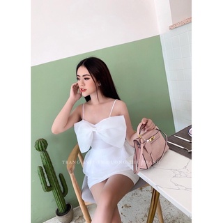 Áo tơ 2 dây nơ ngực đứng dáng( kèm ảnh thật)