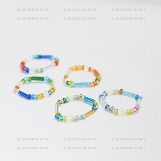 Nhẫn hạt cườm cocktail phối pha lê lấp lánh #elsa