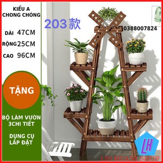 Kệ gỗ để chậu hoa cây cảnh nhiều tầng trang trí không gian