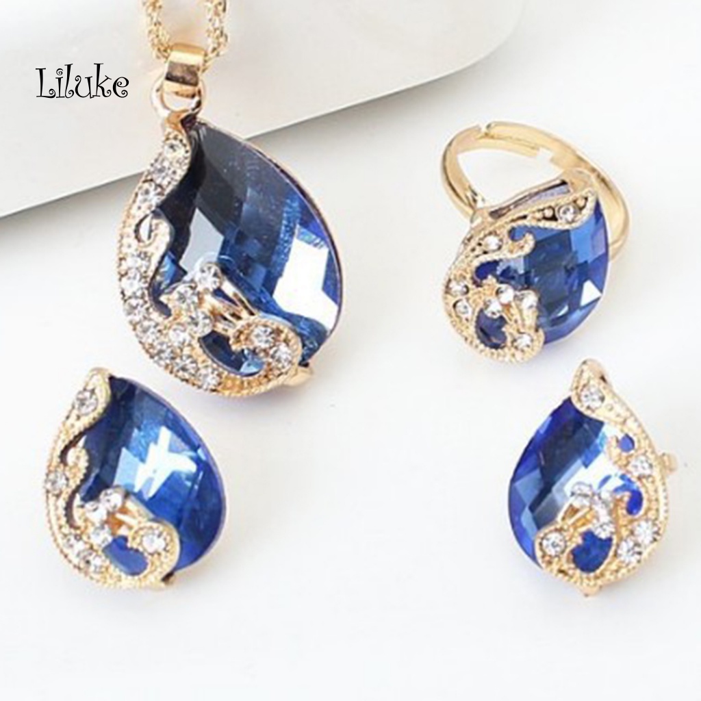 1 Set Vòng cổ Nhẫn Và Bông Tai Thời Trang Sang Trọng