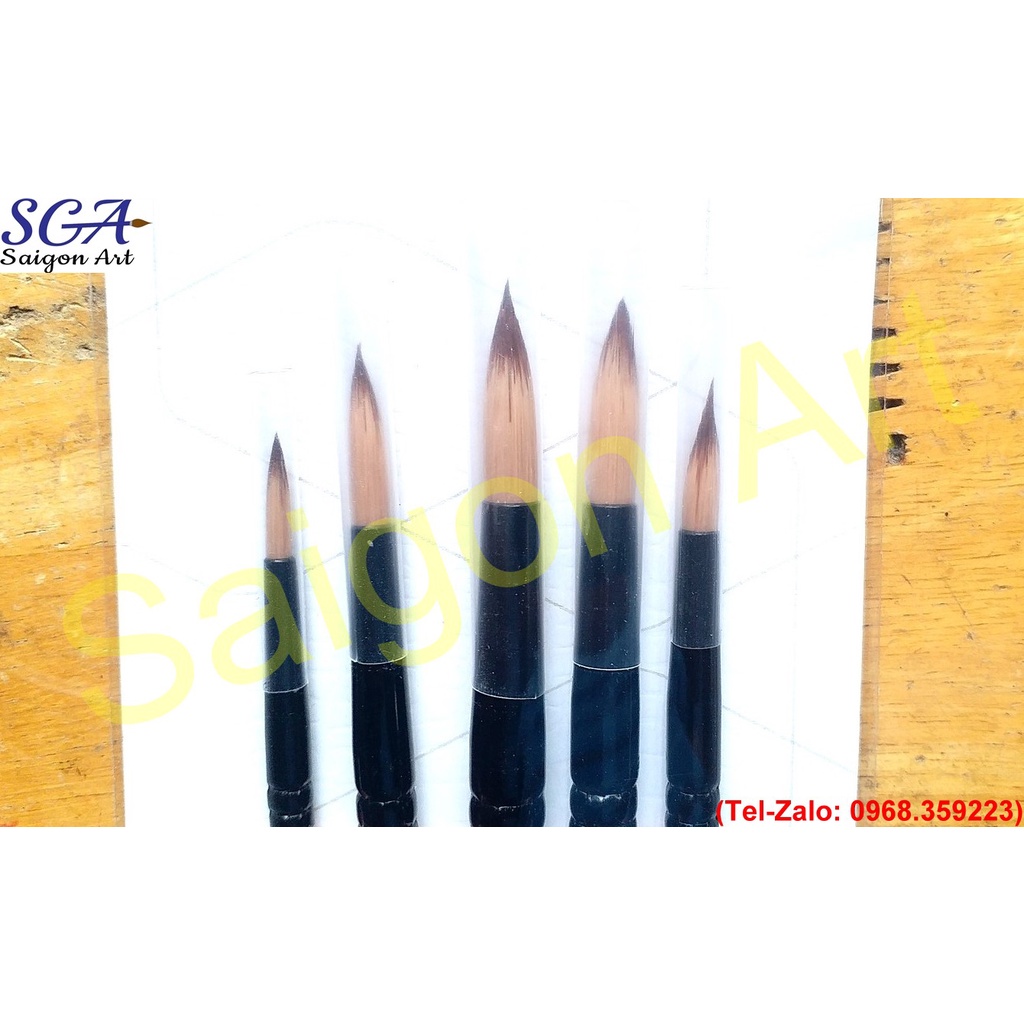 Bộ cọ đầu nhọn Keep Smiling 6 cây No.6324R vẽ sơn dầu, màu nước, acrylic
