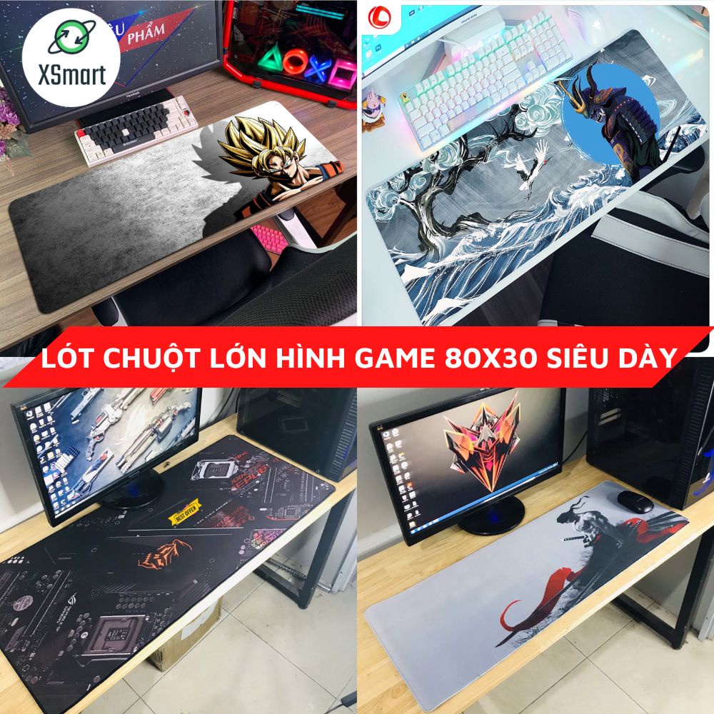 Bàn di chuột khổ lớn Totoro Doremon Pubg – Lót chuột cỡ lớn 80x30 cm May Viền GIAO NGẪU NHIÊN