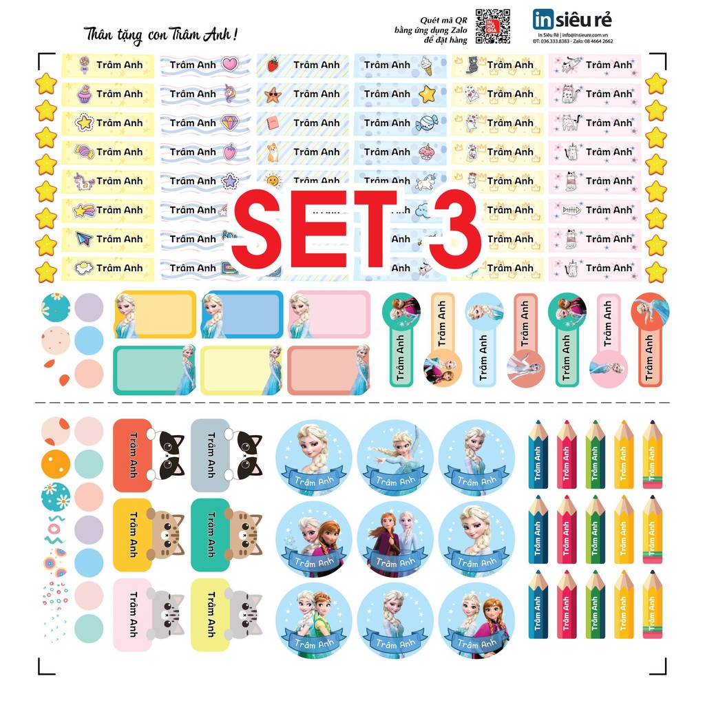 100 STICKER Cute IN TÊN BÉ dán đồ dùng học tập  SIÊU DỄ THƯƠNG