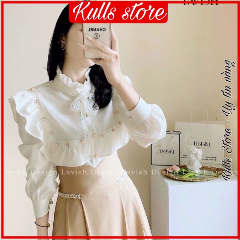 Áo Sơ Mi Bánh Bèo Đính Nút Ngọc 9 Mẫu MELY