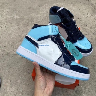 Giầy bóng rổ xanh ngọc cao cổ da bóng hàng Fullbox