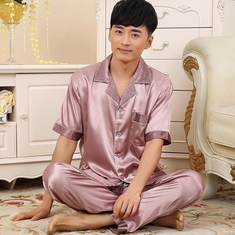 NG8902N - Bộ pyjama nam chất lụa ngắn tay hàng nhập