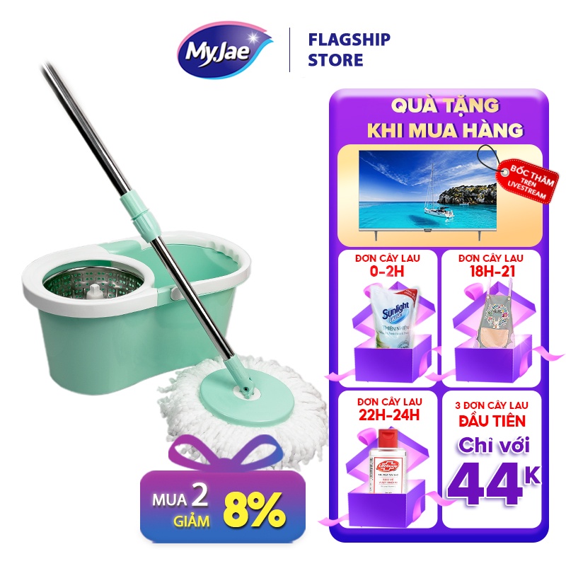 Bộ lau nhà thông mình xoay 360 độ lau sạch khô nhanh MyJae