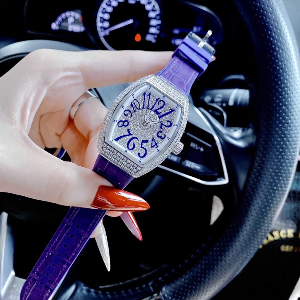 Đồng hồ nữ Franck muller đeo tay mặt vuông đính đá thời trang hàng cao cấp chống nước bảo hành 12 tháng