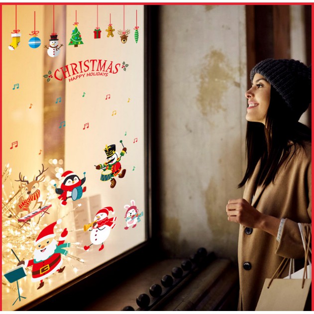 Decal trang trí Noel - Ông già Noel hợp tấu cùng các bạn