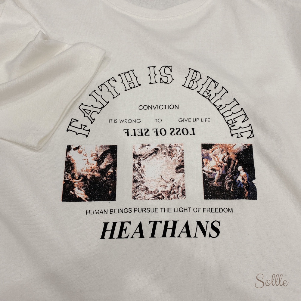 Áo thun tay lỡ nam nữ in hình vintage, áo phông ngắn tay form rộng cotton đẹp Hàn Quốc Sollle