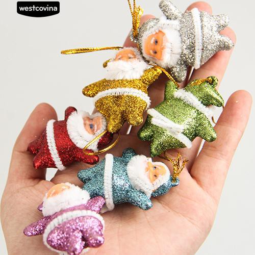 Set 6 Phụ Kiện Trang Trí Giáng Sinh Tạo Hình Ông Già Noel Dễ Thương