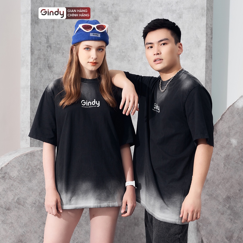 Áo phông tay lỡ phông form rộng dài unisex cổ tròn Grey Trame chất cotton mát loang thời trang Local Brand GINDY A057