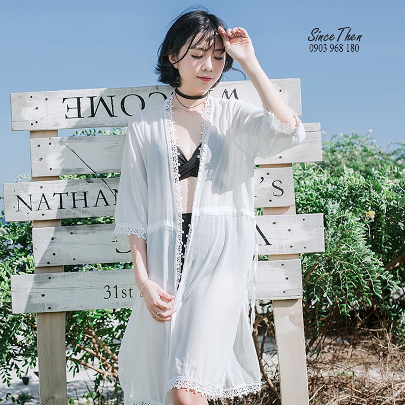 Áo choàng ren đi biển, Kimono voan mỏng xẻ tà quyến rũ - Since Then | BigBuy360 - bigbuy360.vn