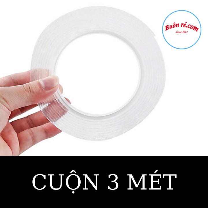 5 Cuộn băng keo 3 mét 2 mặt trong suốt đa năng – Băng dính 2 mặt trong suốt dính chắc mọi bề mặt Br 01650