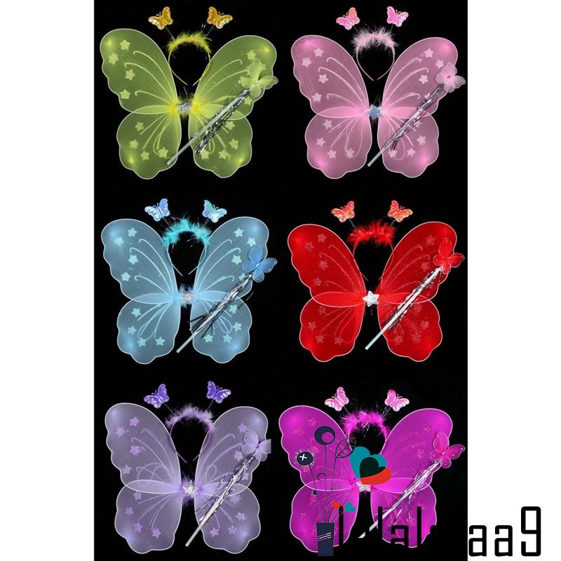 La-set Tóc Hình Cánh Bướm Lấp Lánh Kèm Đũa Và Băng Đô Xinh Xắn Cho Bé Gái