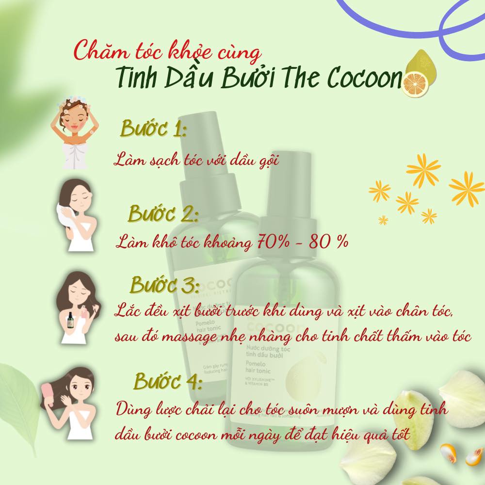 Nước Dưỡng Tóc Giảm Gãy Rụng Tinh Dầu Bưởi The Cocoon Pomelo Hair Tonic 140ml