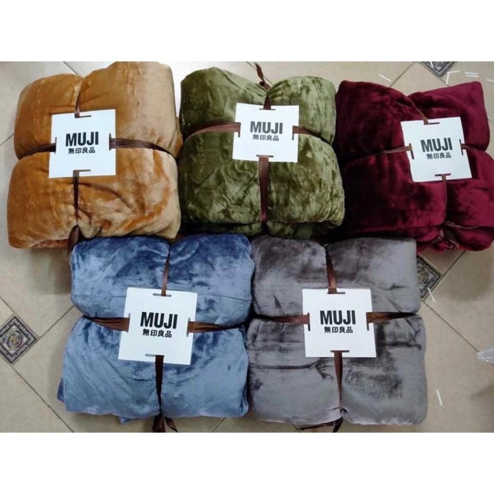 Chăn nỉ nhung lông tuyết Muji 2 lớp siêu mềm mịn 1.8kg mùa hè kích thước 2m x 2m3