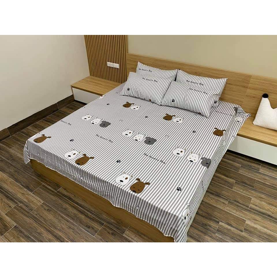 Bộ Ga Gối 3 Món 1m6x2m,vải cotton poly mẫu mới 2022,hcm-mẫu khủng long cầu vồng