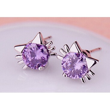 Đôi Khuyên Tai Hình Mèo Đính Đá Thời Trang Cho Nữ