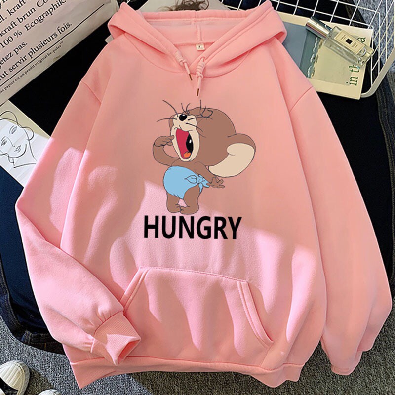 Áo Hoodie Nỉ Hoạt Hình Chuột  Hungry Dễ Thương Áo Form Rộng Unisex Chất Nỉ Mềm Mại Style HOT TREND BB HOODIE