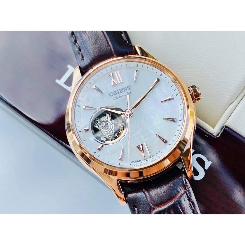 ĐỒNG HỒ NỮ CHÍNH HÃNG Orient RA-AG0022A00C Open Heart Ladies Rose Gold Leather Automatic