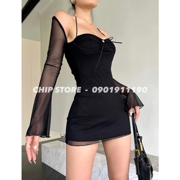 VÁY ÔM BODY PHỐI REN THẮT DÂY XUẤT ÂU XỊN SANG CHẢNH -