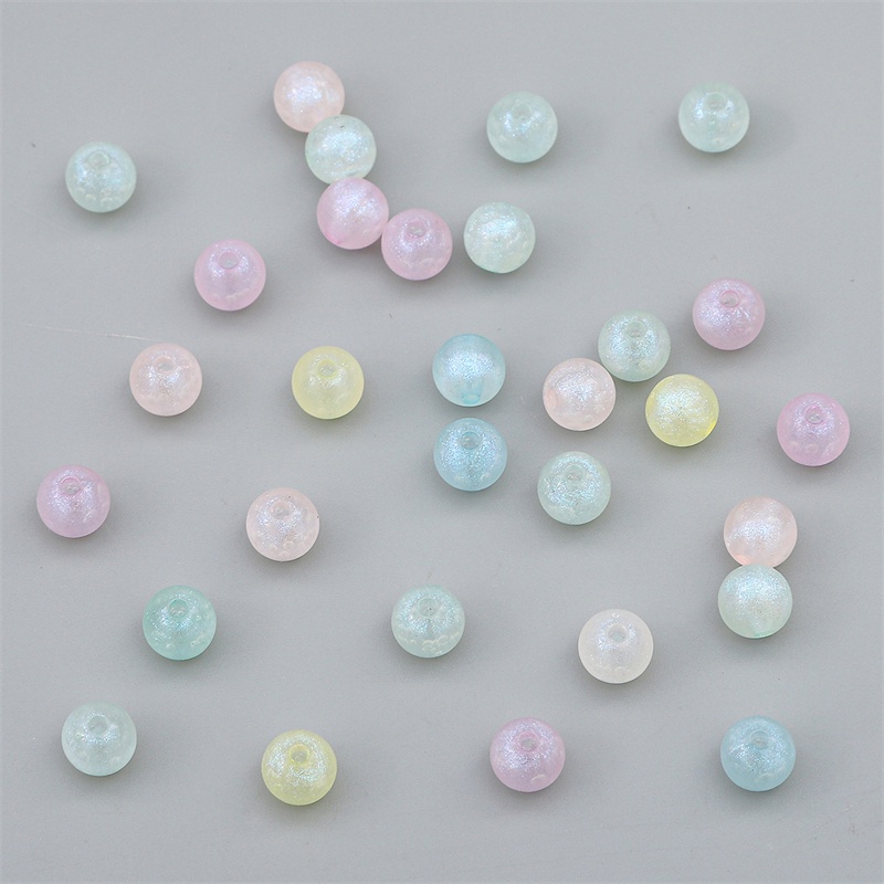 Hạt xỏ lỗ tròn chất liệu nhựa acrylic 8mm màu cầu vồng dành cho làm trang sức thủ công