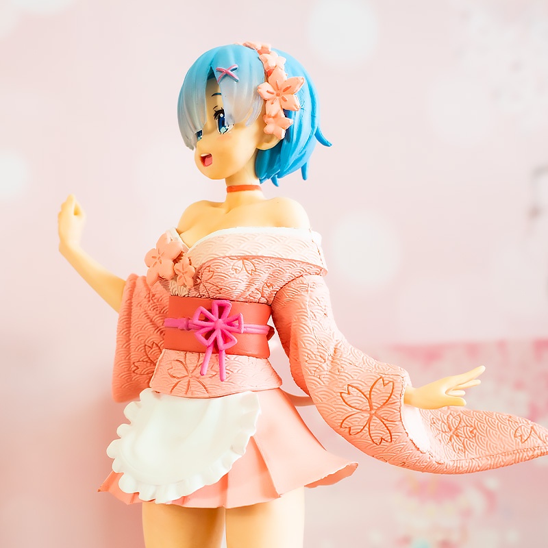Mô Hình Nhân Vật Re: Life In A Different World From Zero Rem Mặc Kimono Hồng Bằng PVC 23cm