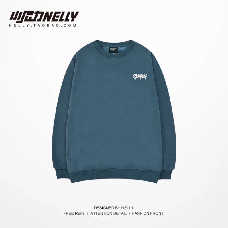 Áo sweater nỉ bông  Nelly heybig form rộng thời trang unisex dành cho nam và nữ New York