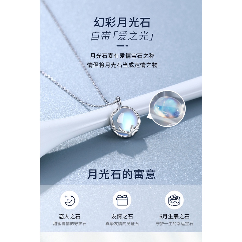 [Hàng Mới Về] Dây Chuyền Mặt Hình Trái Tim Đính Đá Mặt Trăng Nhỏ Thời Trang Mùa Hè Cho Nữ