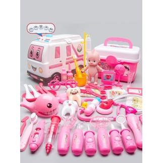 Bộ đồ chơi bác sĩ cho bé có hộp đựng có đèn, ánh sáng, búp bê, cá heo khám răng ,đồ chơi trí tuệ cho bé, trẻ em