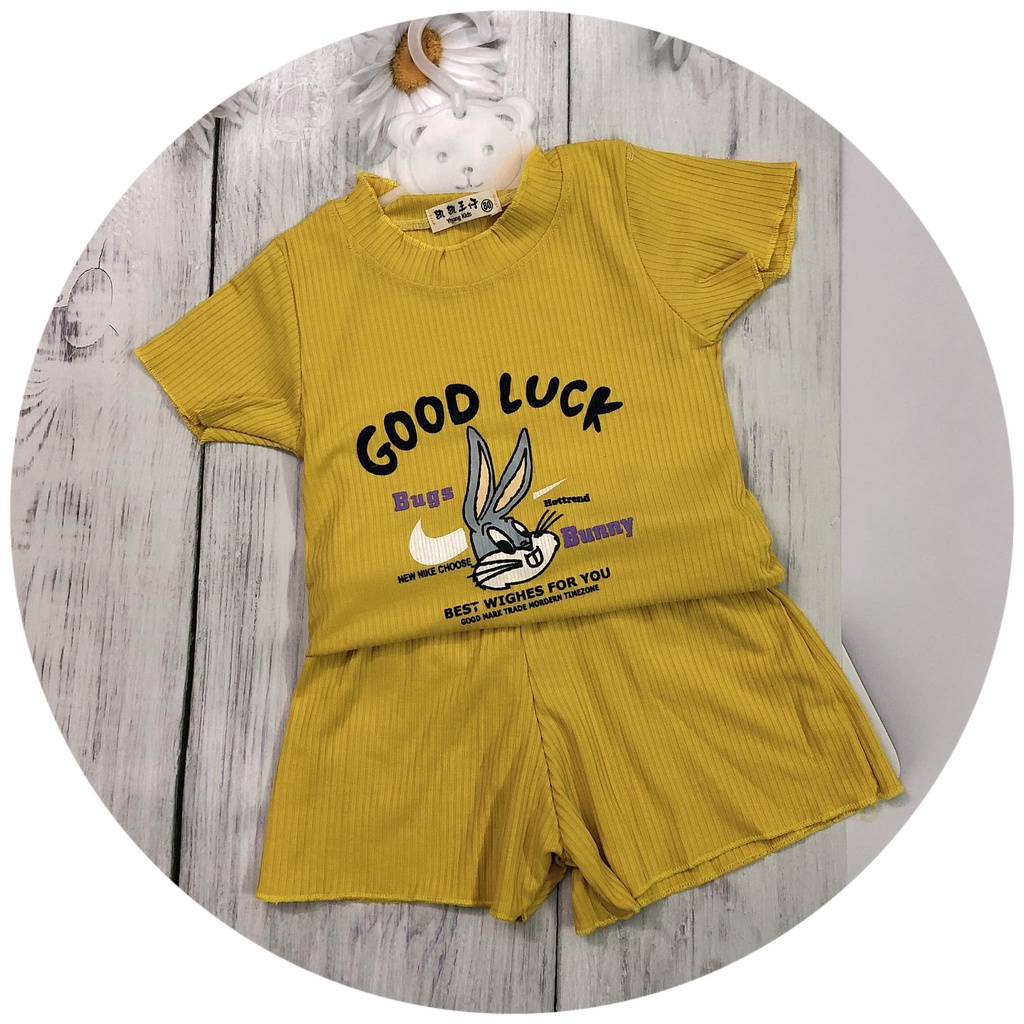 Set Bộ Bé Gái Hình Thỏ Đáng Yêu - Chất Lụa Tăm Mát Mẻ - Hàng Quảng Châu Cao Cấp