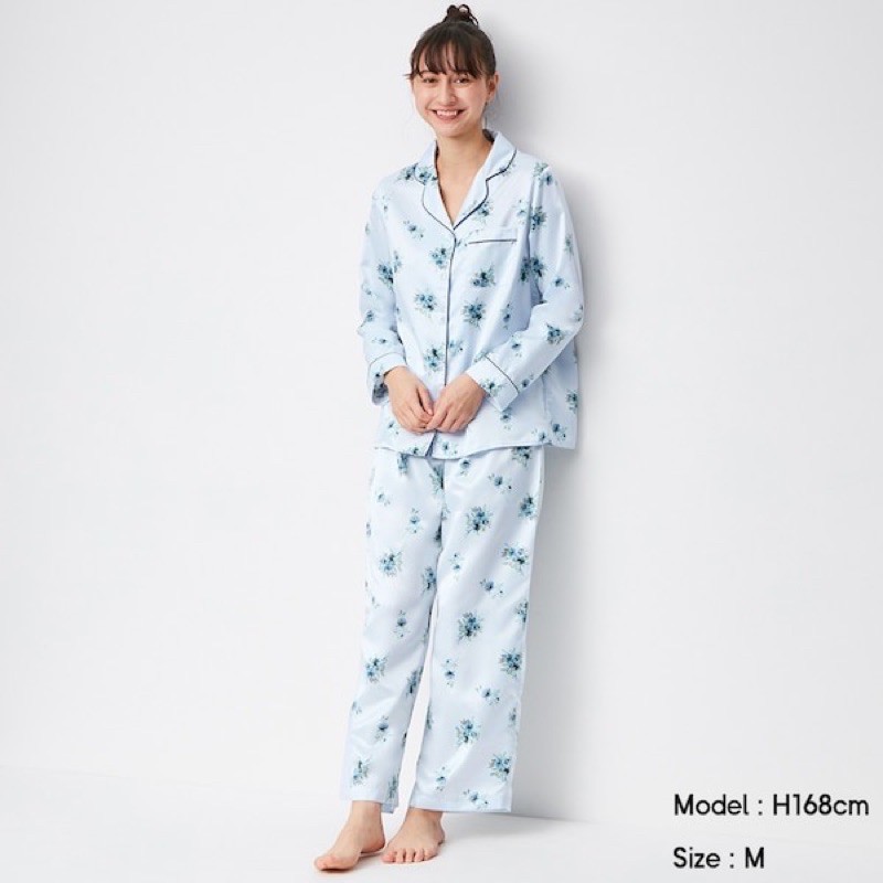 Bộ quần áo dài pyjama nữ in hình hoa nhí dễ thương của GU - Nhật Bản