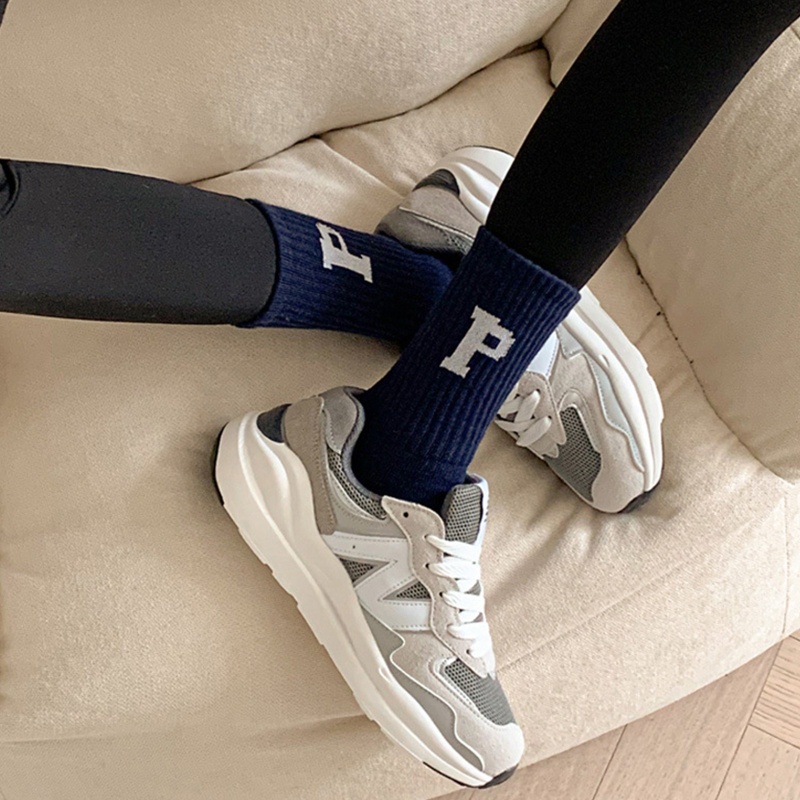Xixi Vớ Cotton Cổ Vừa Màu Trơn In Chữ P Phong Cách Harajuku Đường Phố Hip Hop Đường Phố Cho Nam Nữ