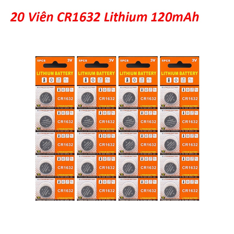 20 VIên Pin Cảm Biến Áp Suất Lốp CR1632 Pin TPMS 3V Lithium 120mAh