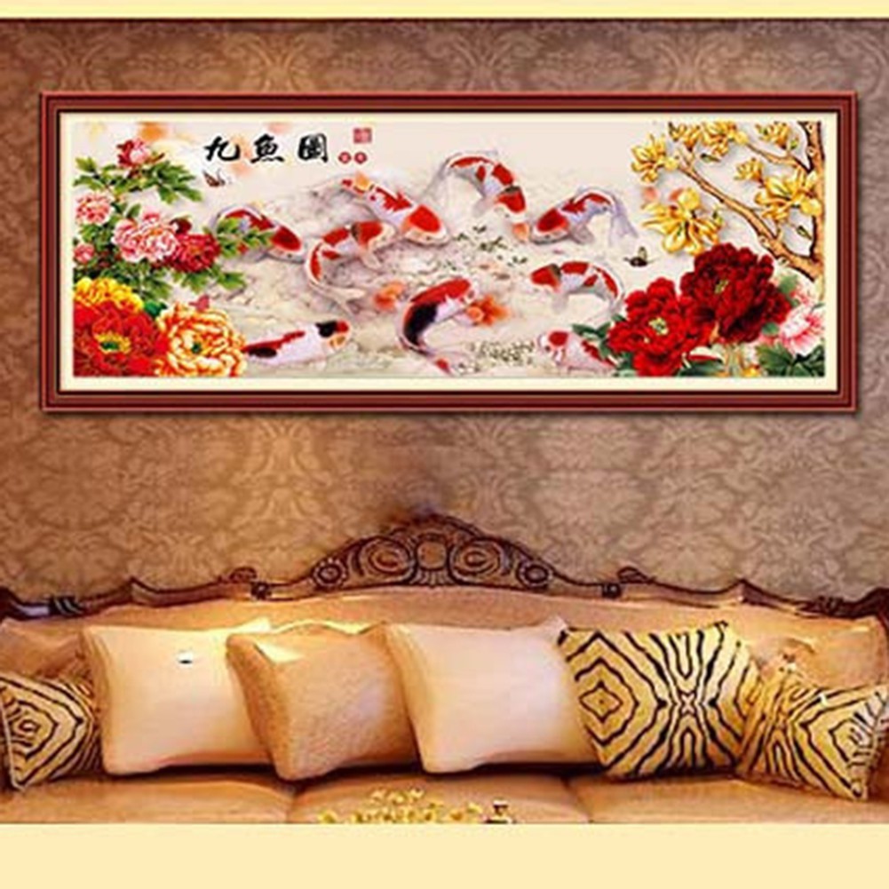 Bộ tranh đính đá 5D tự làm với vải canvas 80*35cm trang trí nhà cửa sang trọng