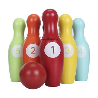 Bộ đồ chơi Bowling gỗ số sắc màu
