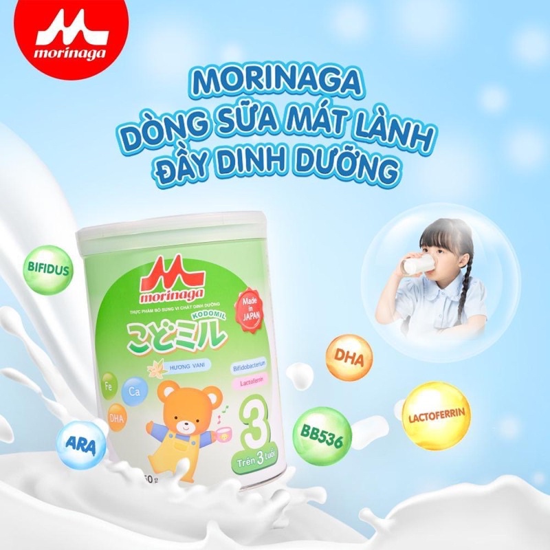 Sữa Morinaga Số 3 - Kodomil cho bé từ 3 tuổi Hương dâu/ vani Kodomil hộp 850g date 1/2023