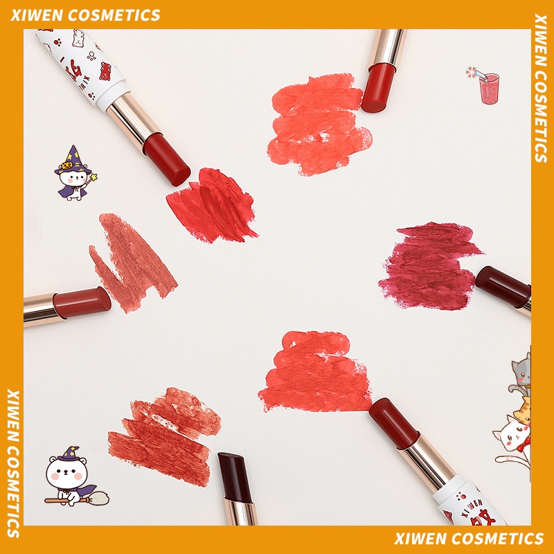 Son Môi Xiwen Chống Thấm Nước Chất Nhung Lì Thiết Kế Hình Gấu Dễ Thương