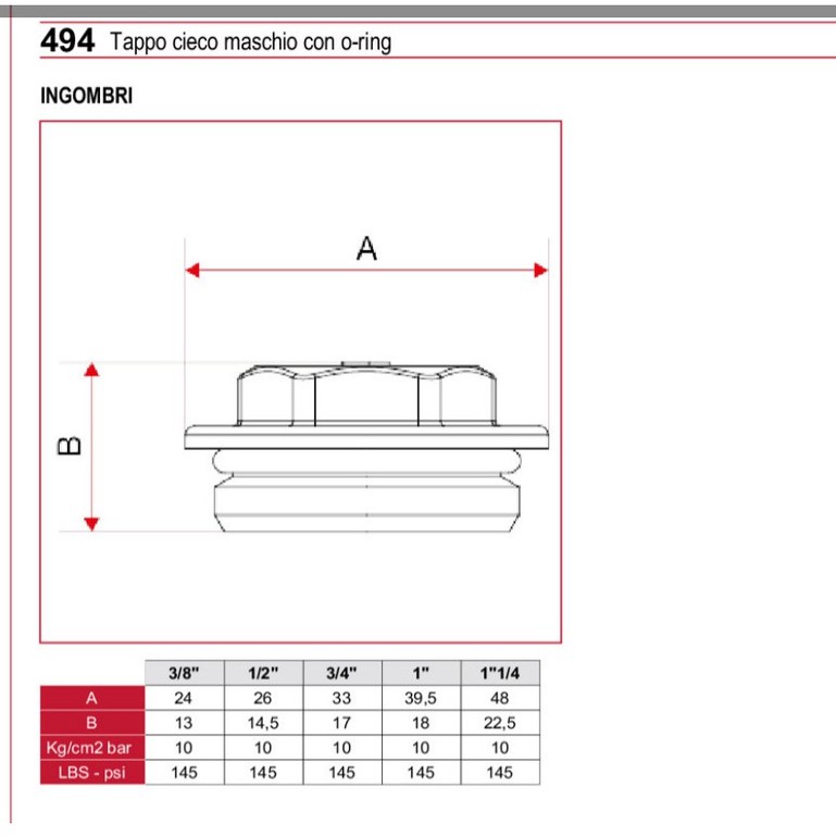 Nắp chụp ống (bịt ống) Italy ren ngoài art.494