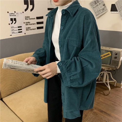 Áo Sơ Mi Tay Dài Dáng Rộng Màu Sắc Thanh Lịch Phong Cách Hàn Quốc