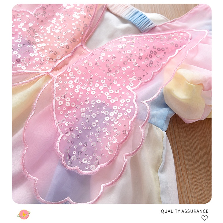 Đầm Công Chúa Chất Chiffon Tay Ngắn Hoạ Tiết Bướm Nhiều Màu Sắc Cho Bé Gái