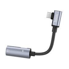 Bộ chuyển đổi 2 đầu lightning type-c 2a hoco ls19 jack 3.5 cho iphone ipad hỗ trợ mic màu đen/ bạc