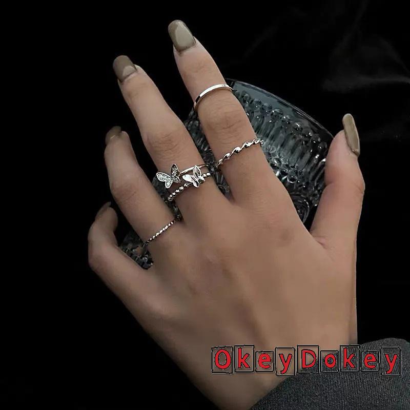 Bộ 4 nhẫn hình bướm lấp lánh dành cho nữ