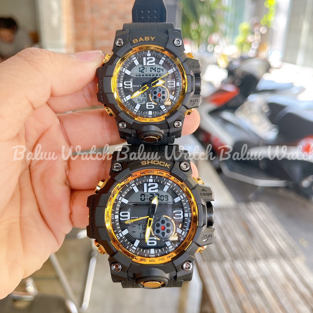 Đồng hồ nam nữ GA1100 viền vàng thể thao kim điện tử | BigBuy360 - bigbuy360.vn