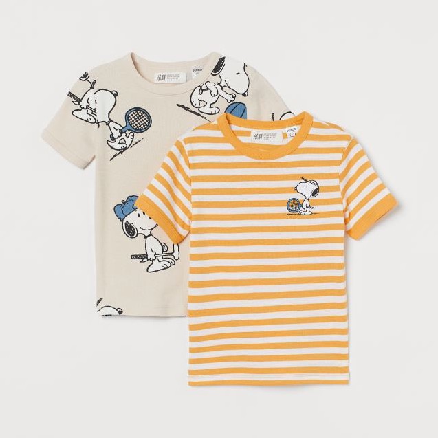 SALE -  Áo cộc tay cho bé trai - Set 2 áo Snoppy Hm chất cotton cho bé trai từ 1-6t