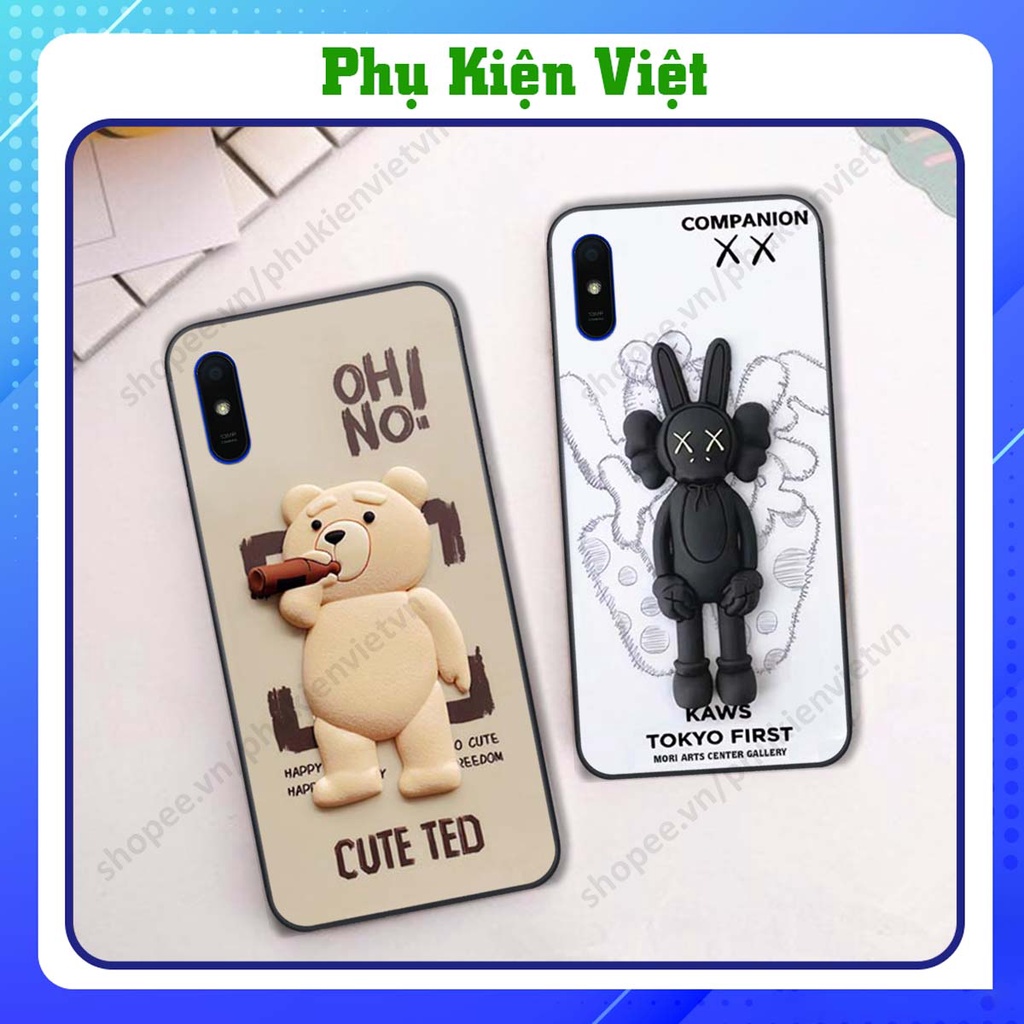 Ốp lưng Xiaomi Redmi 7A / 8A / 9A in hình hiệu ứng 3D gấu, kaws, chuột dễ thương