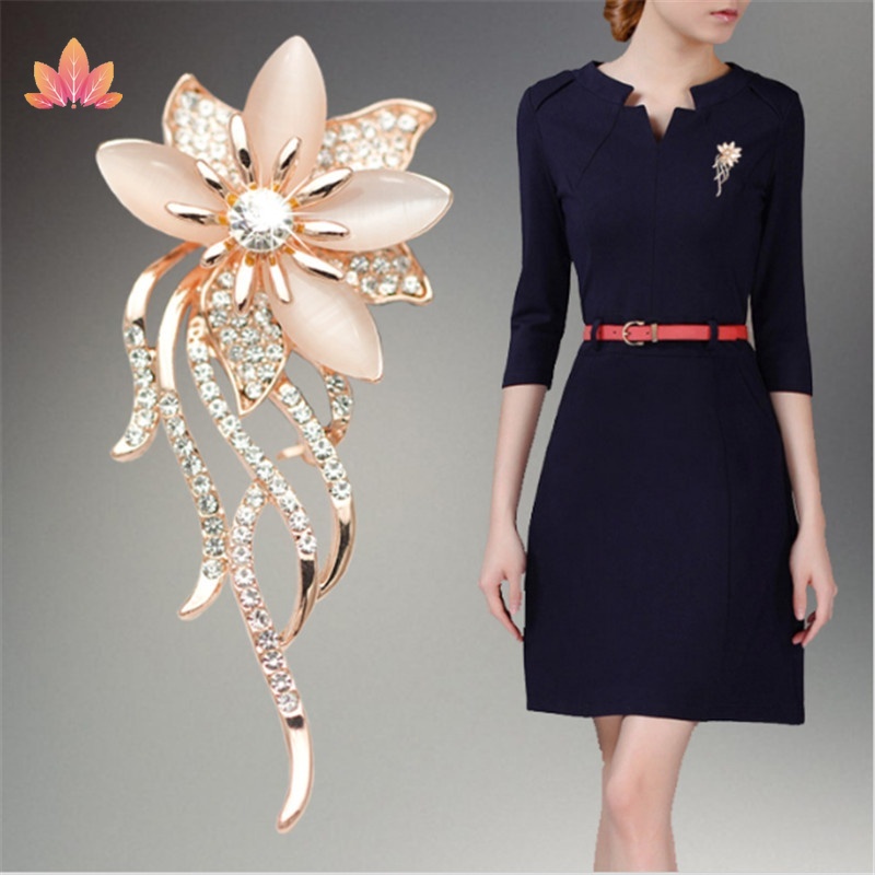 Ghim Cài Áo Hình Hoa Đính Đá Thời Trang Cho Cô Dâu HHTJP5