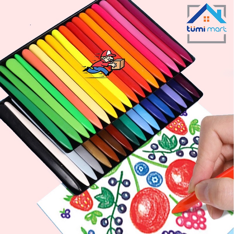 Bộ 24 Bút Màu 100% Hữu Cơ Tự Nhiên Cho Bé Tập Vẽ không Độc Hại Không Dây Bẩn Cao Cấp Tự Nhiên An Toàn - Tiết Kiệm